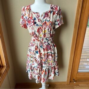 Be By CHETTA B Dress Womens Size M Colorful Abstract Floral Fit & Flare Pockets